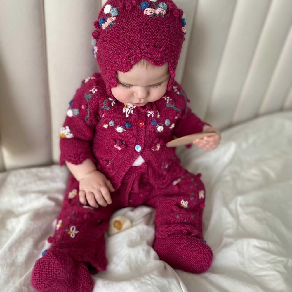 Cozy Knit Baby One Piece in Red
